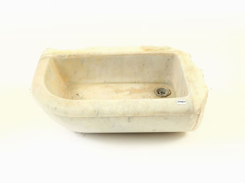 Piccolo Lavabo in Marmo Bianco