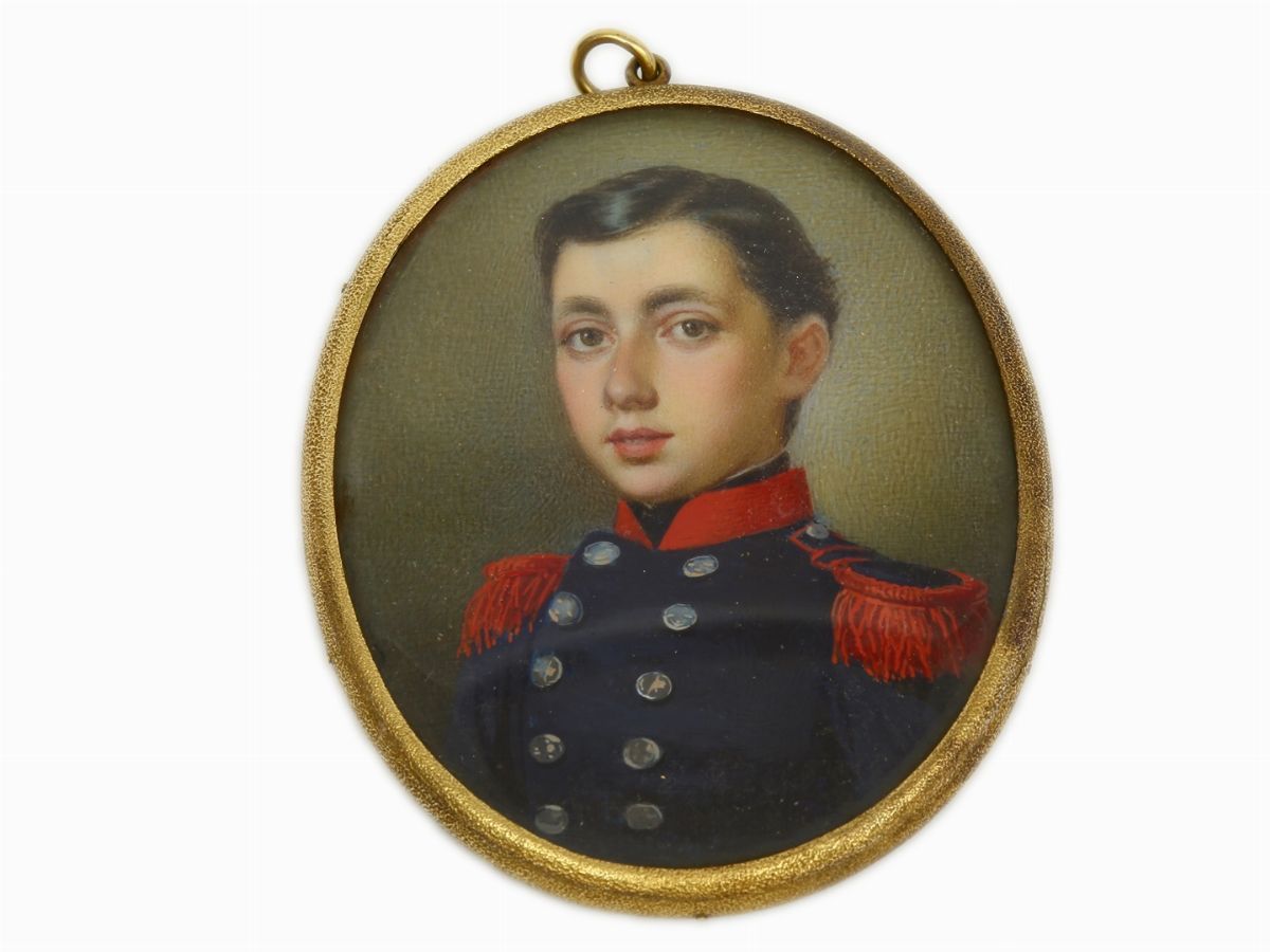 Scuola Italiana della Metà del XIX Secolo - Ritratto di Fanciullo/ritratto di Ufficiale della Gua...
