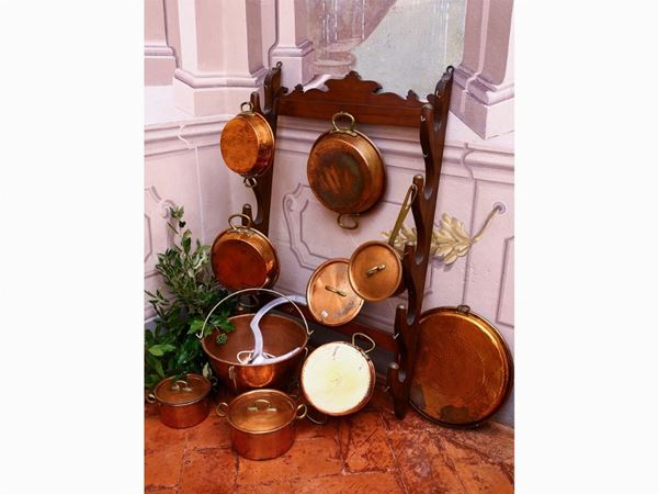A copper pots set  - Auction Furniture and Paintings from Palazzo al Bosco and from other private property - Maison Bibelot - Casa d'Aste Firenze - Milano