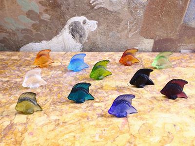 Serie di Undici Segnaposto Poisson in Cristallo Lalique