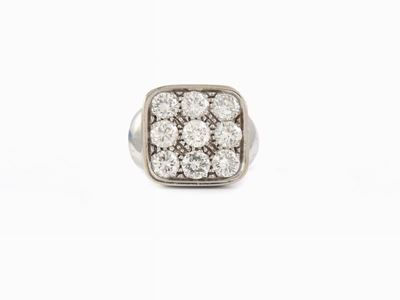 Anello da Mignolo in Oro Bianco e Diamanti
