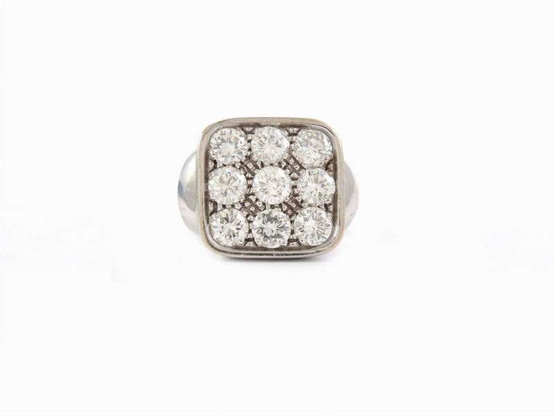 Anello da Mignolo in Oro Bianco e Diamanti