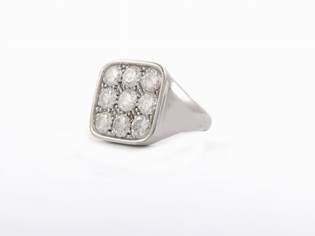 Anello da Mignolo in Oro Bianco e Diamanti