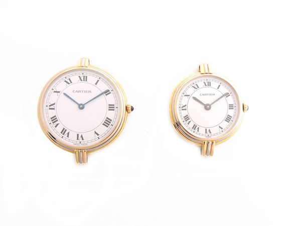 Coppia orologi Cartier uomo e donna in oro giallo, bianco e rosa