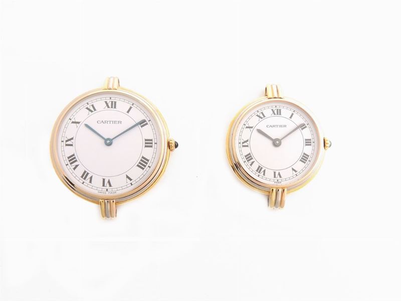 Coppia Orologi Cartier Uomo e Donna in Oro Giallo, Bianco e Rosa