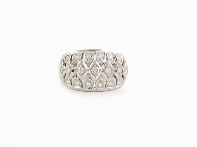 Anello a Fascia Salvini in Oro Bianco e Diamanti
