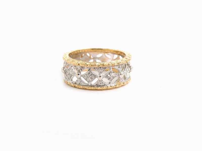 Anello in Oro Giallo e Argento