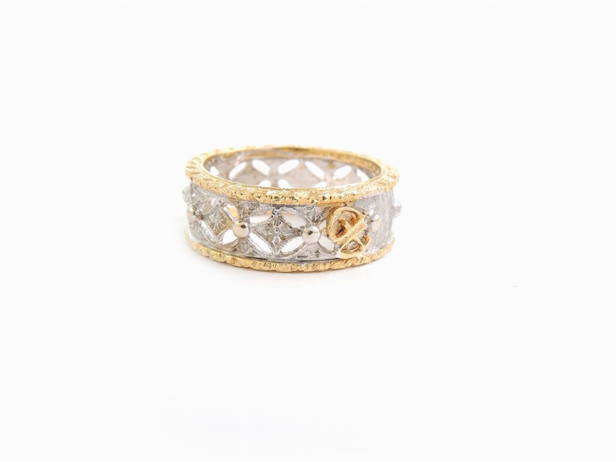 Anello in Oro Giallo e Argento