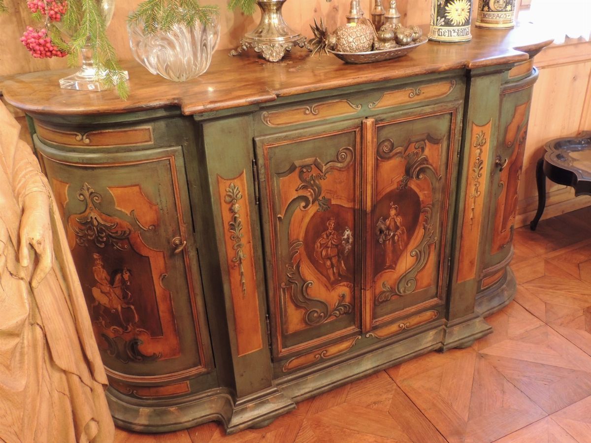 Credenza Tirolese in Legno Dipinto