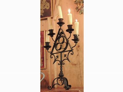 Coppia di Candelabri in Ferro Battuto