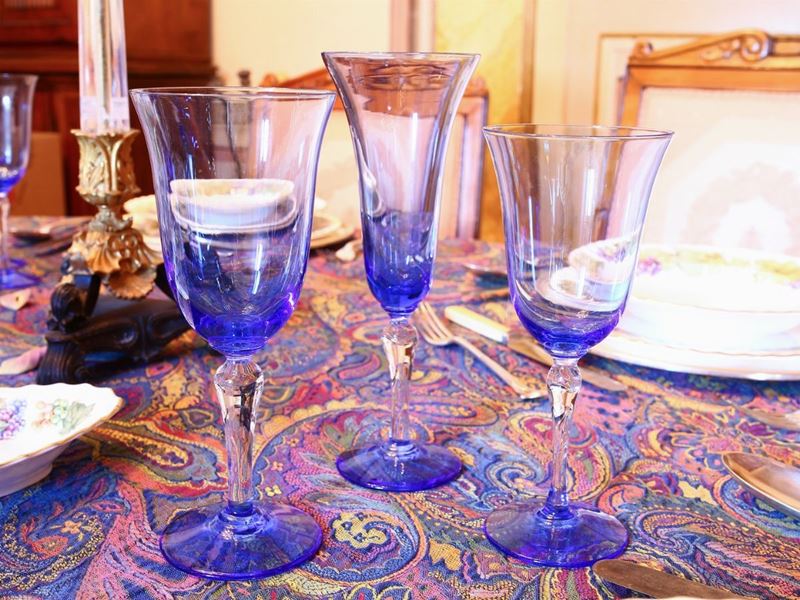 Servito di Bicchieri in Vetro Blu