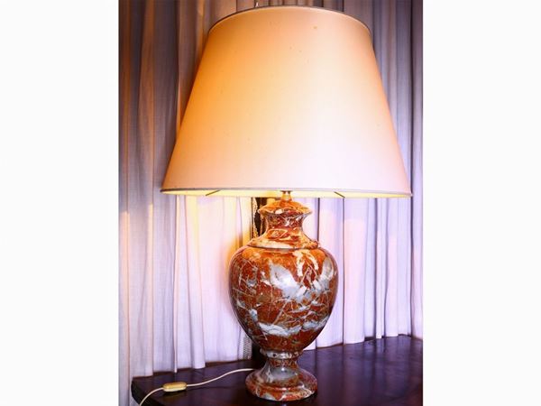 A pair of large ceramic table lamps