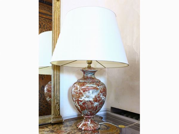 A large ceramic table lamp
