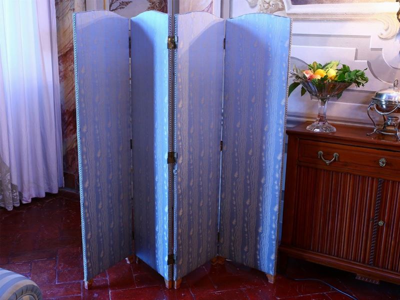 Separè Rivestito in Seta Moirè Celeste