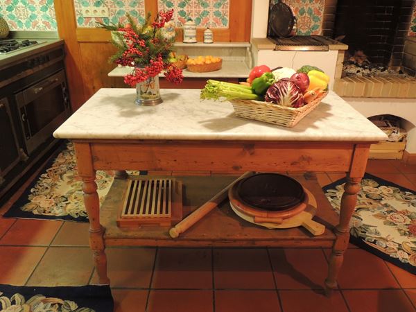 A kitchen softwood working table