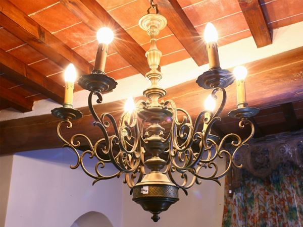A chandelier in bronze  - Auction Furniture and Paintings from Palazzo al Bosco and from other private property - Maison Bibelot - Casa d'Aste Firenze - Milano