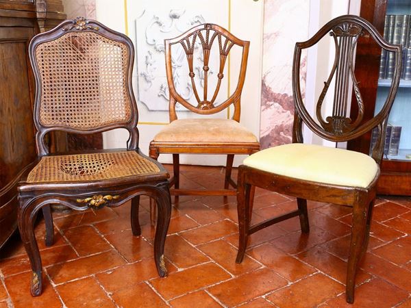 Five walnut chairs  (18th/19th century)  - Auction Furniture and Paintings from Palazzo al Bosco and from other private property - Maison Bibelot - Casa d'Aste Firenze - Milano