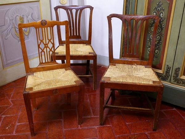 Lot of eigth walnut chairs  (second haklf of the 18th century)  - Auction Furniture and Paintings from Palazzo al Bosco and from other private property - Maison Bibelot - Casa d'Aste Firenze - Milano
