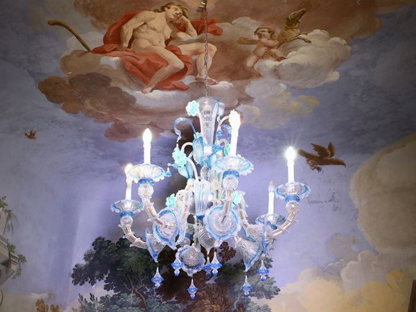 A Murano blown glass chandelier  (20th century)  - Auction Furniture and Paintings from Palazzo al Bosco and from other private property - Maison Bibelot - Casa d'Aste Firenze - Milano