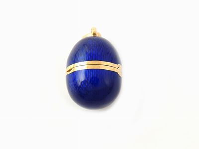 Ciondolo in Oro Giallo e Smalto Blu