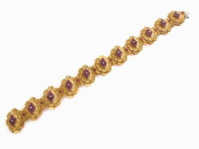 Bracciale in Oro Giallo con Diamanti e Rubini