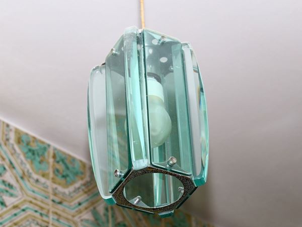 A small crystal chandelier