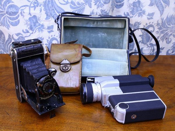 A vintage camera and a movie camera