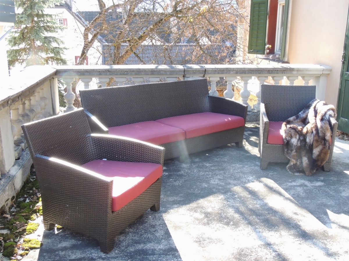 Set da Giardino in Rattan Sintetico Color Marrone
