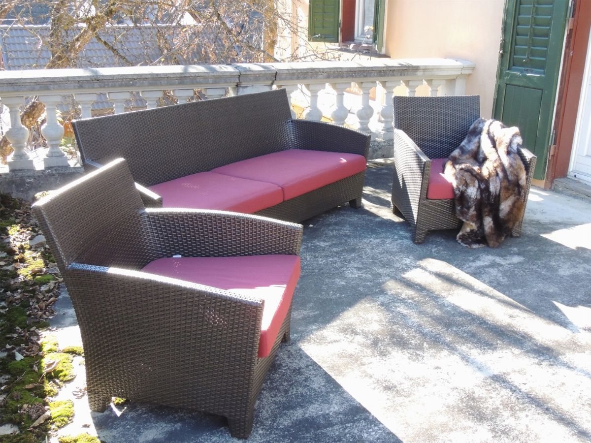 Set da Giardino in Rattan Sintetico Color Marrone