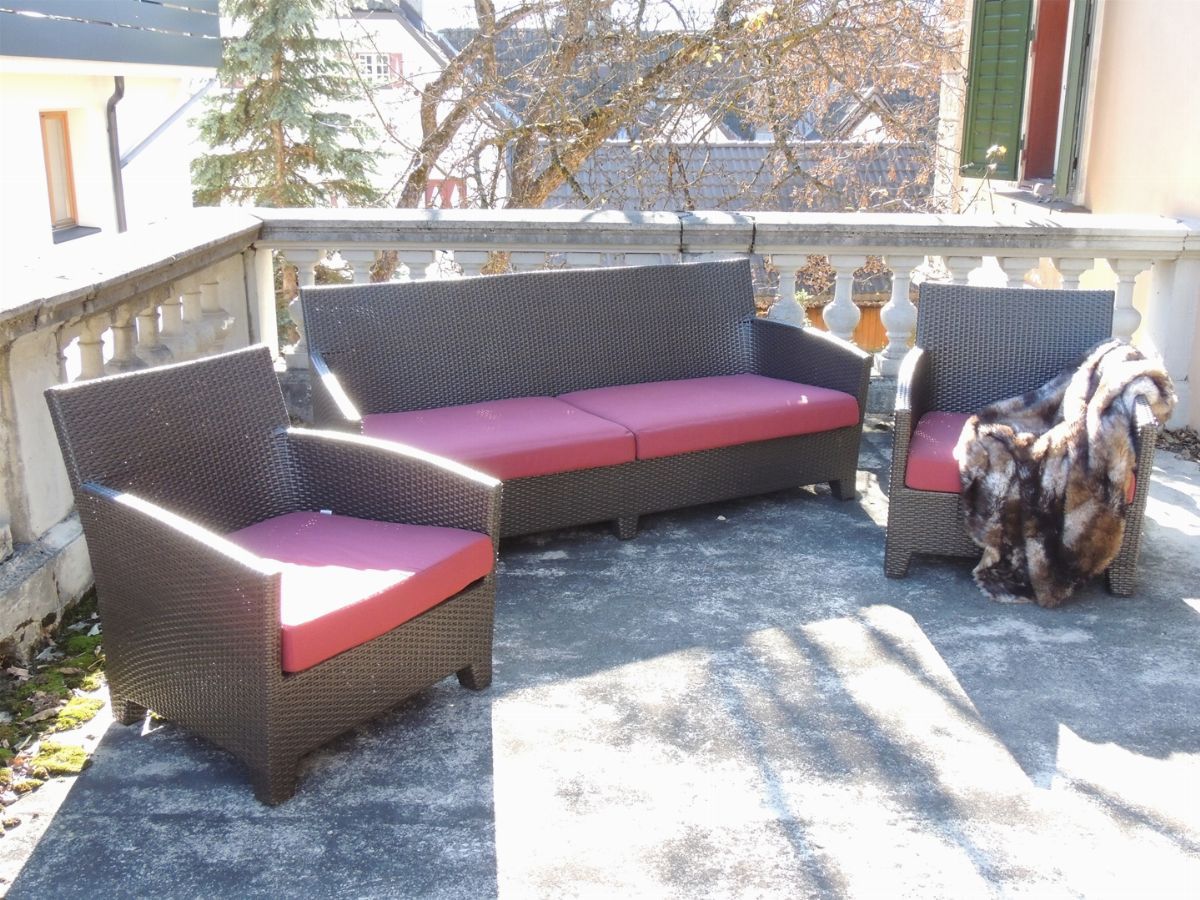 Set da Giardino in Rattan Sintetico Color Marrone