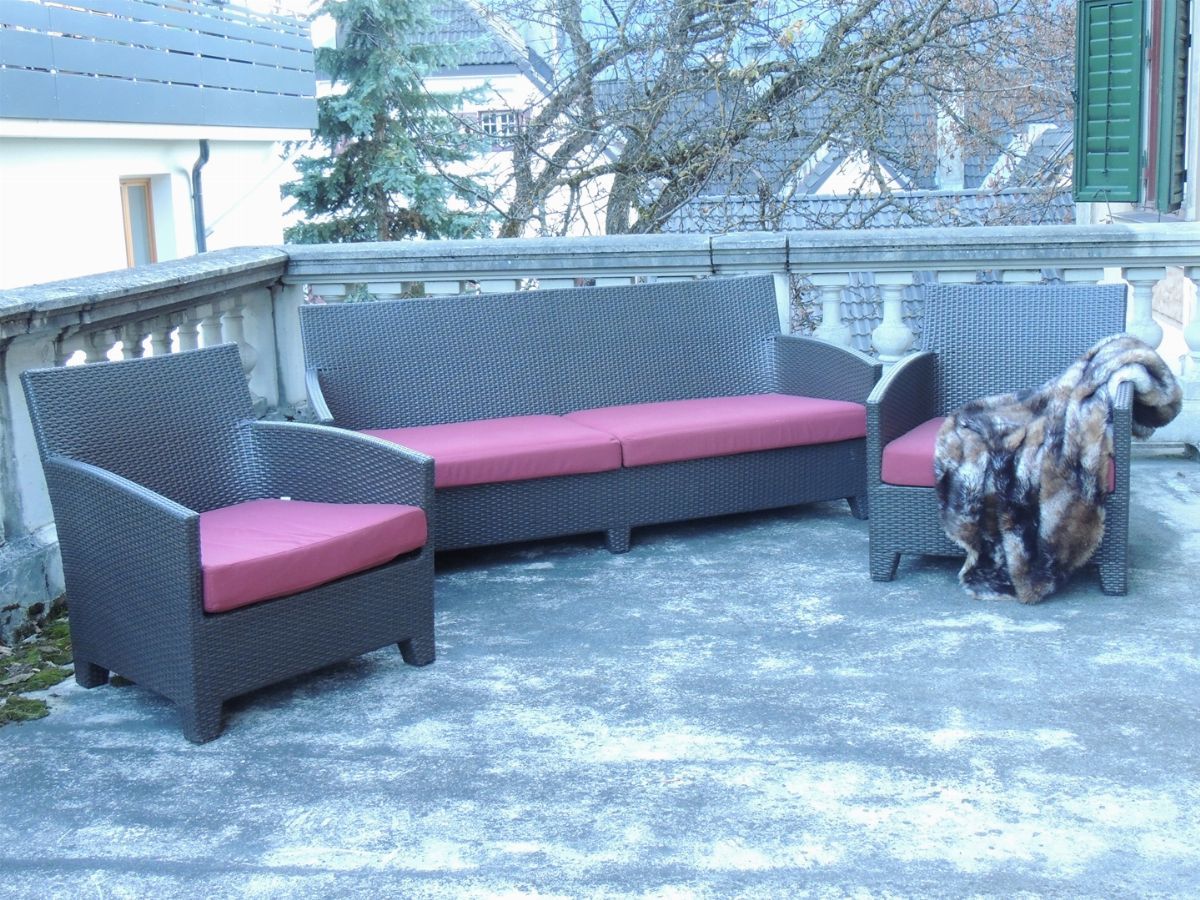 Set da Giardino in Rattan Sintetico Color Marrone