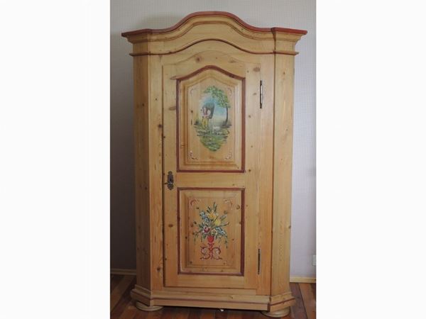 A Tyrolean small softwood wardrobe