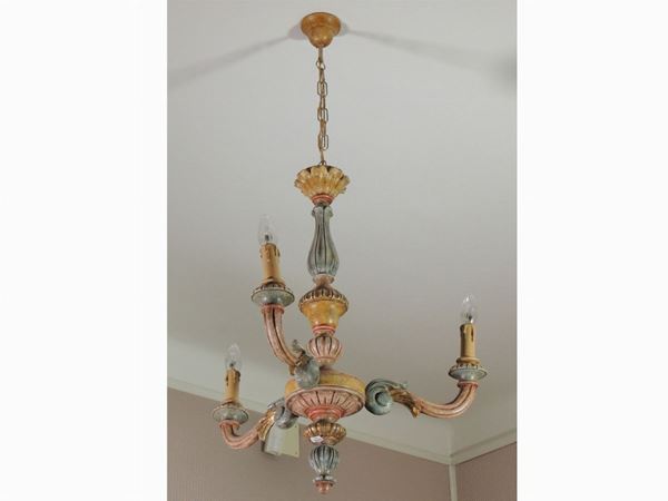 A pair of small lacquered wooden chandelier