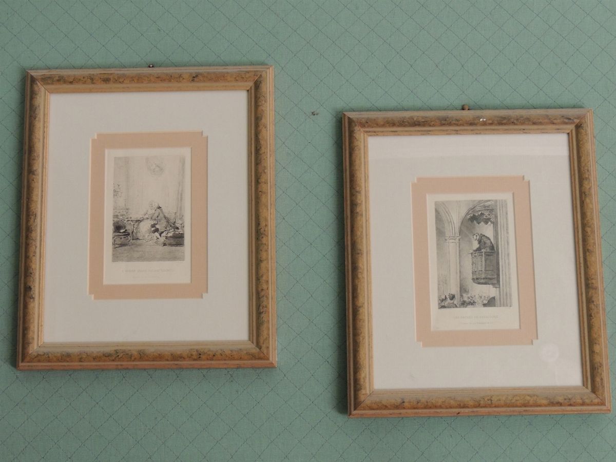 Serie di Cinque Piccole Stampe Decorative con Scene D'interno
