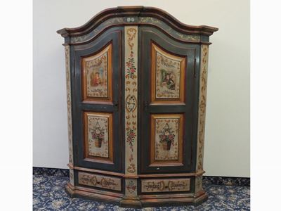 Armadio Tirolese in Legno Tenero Dipinto