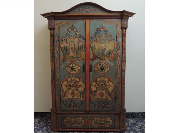A tyrolean painted wood wardrobe