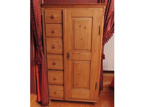 A small Tyrolean softwood wardrobe