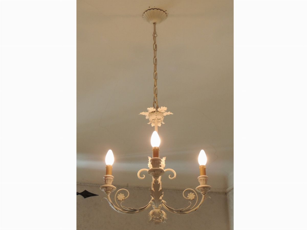 Lampadario in Legno Laccato e Metallo
