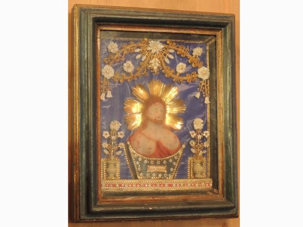 A wax Ecce Homo icon  (19th century)  - Auction Tyrolean furniture from Villa Regina in Dobbiaco - Maison Bibelot - Casa d'Aste Firenze - Milano