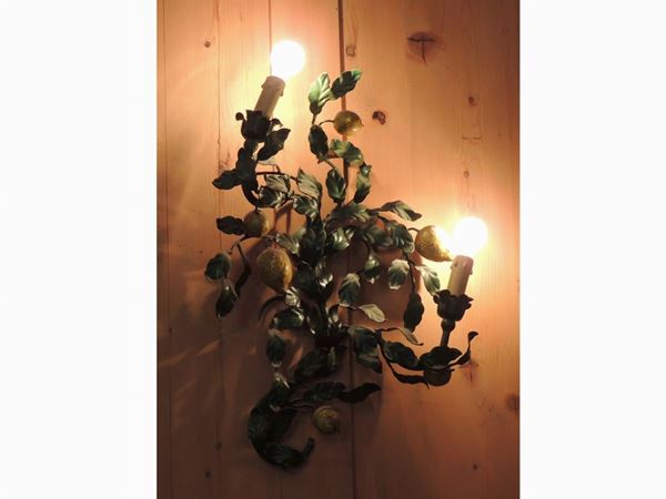 Three lacquered wrougth iron sconces