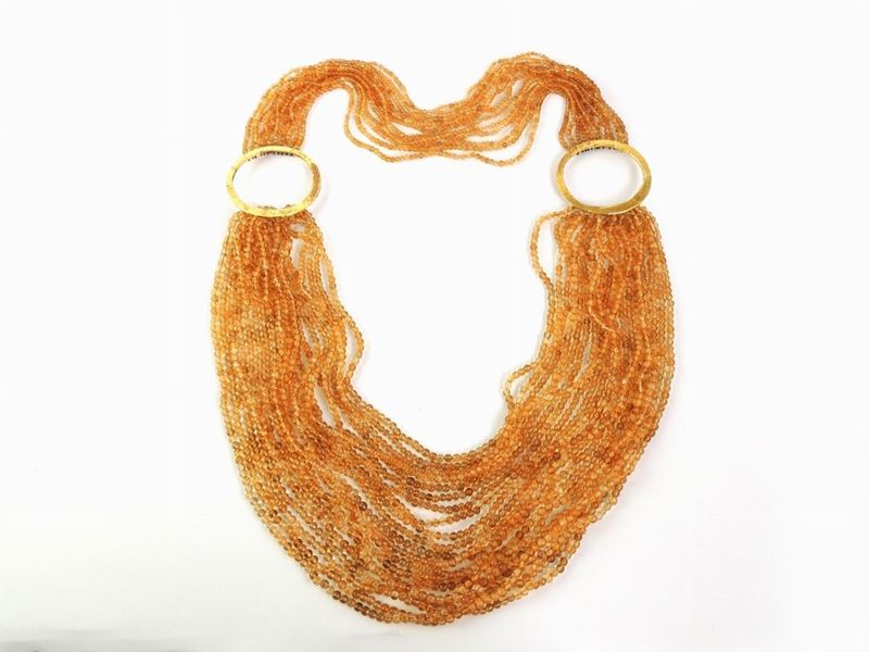 Collana in Oro Giallo e Quarzi Citrini
