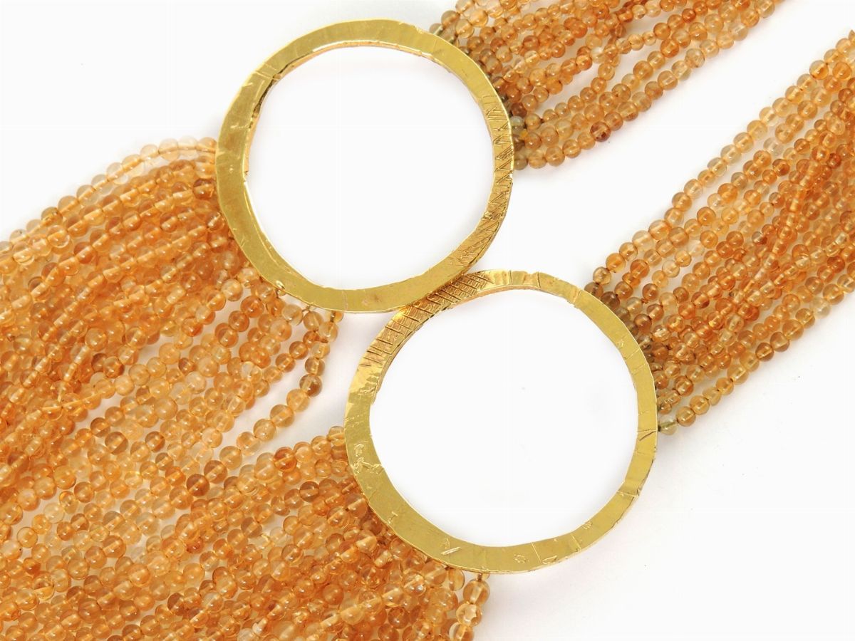 Collana in Oro Giallo e Quarzi Citrini