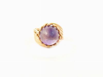 Anello da Mignolo in Oro Giallo con Quarzo Ametista