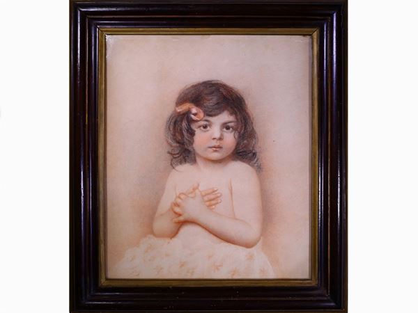Ritratto di bambina  (inizio del XX secolo)  - Asta La casa fiorentina del soprano Marcella Tassi - Maison Bibelot - Casa d'Aste Firenze - Milano