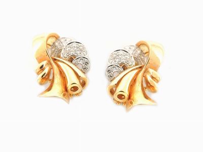 Orecchini in Oro Giallo e Bianco con Diamanti