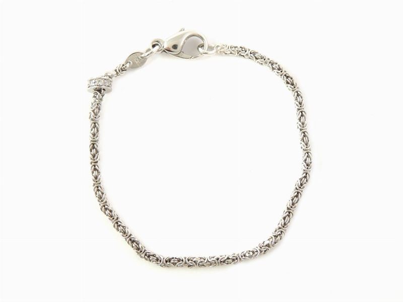 Bracciale a Maglia Corda in Oro Bianco con Diamanti