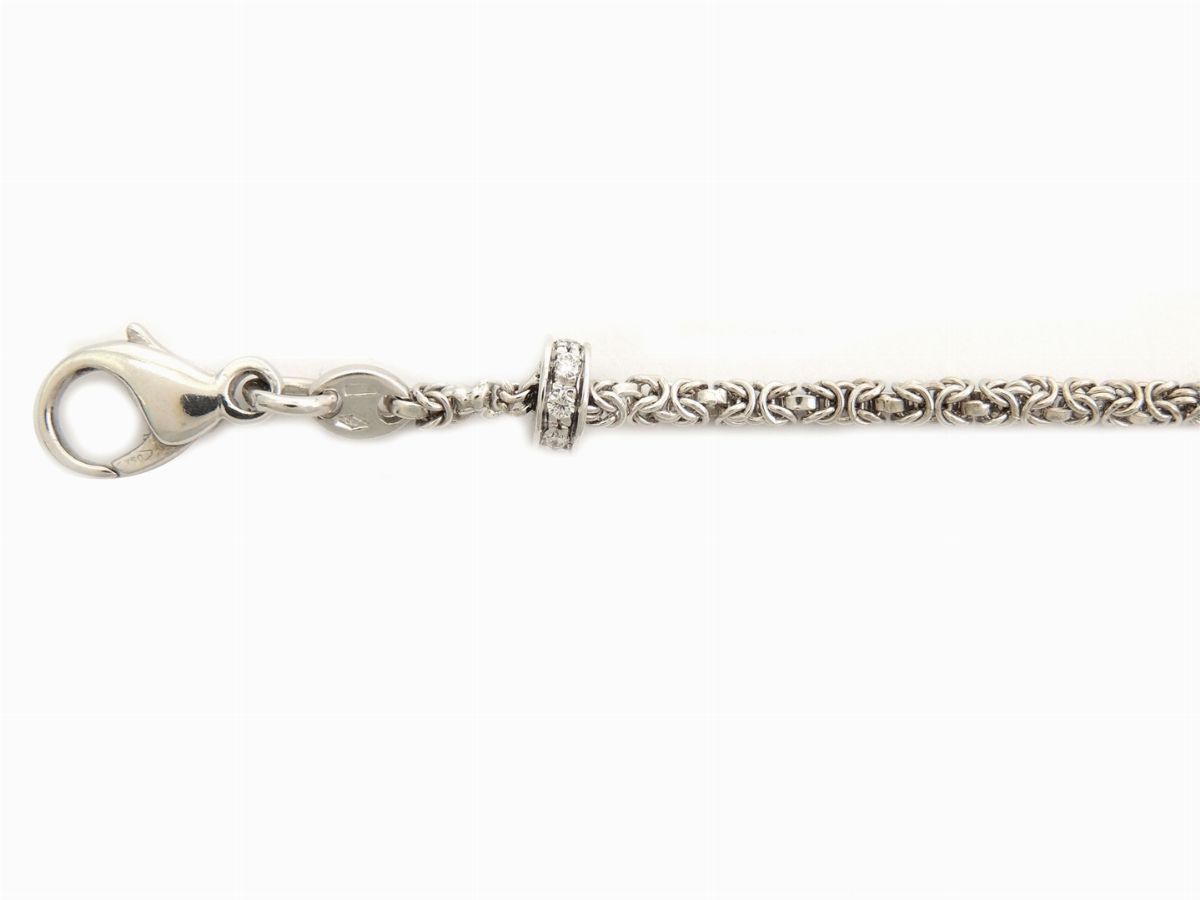 Bracciale a Maglia Corda in Oro Bianco con Diamanti
