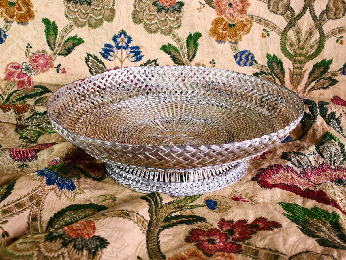 Cestino da Frutta in Filo Metallico Ad Imitazione della Paglia