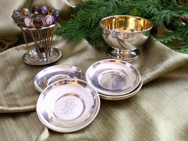 A silver silver plated table accessories