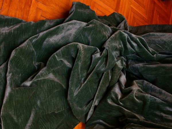 Coppia di tende verde smeraldo in velluto